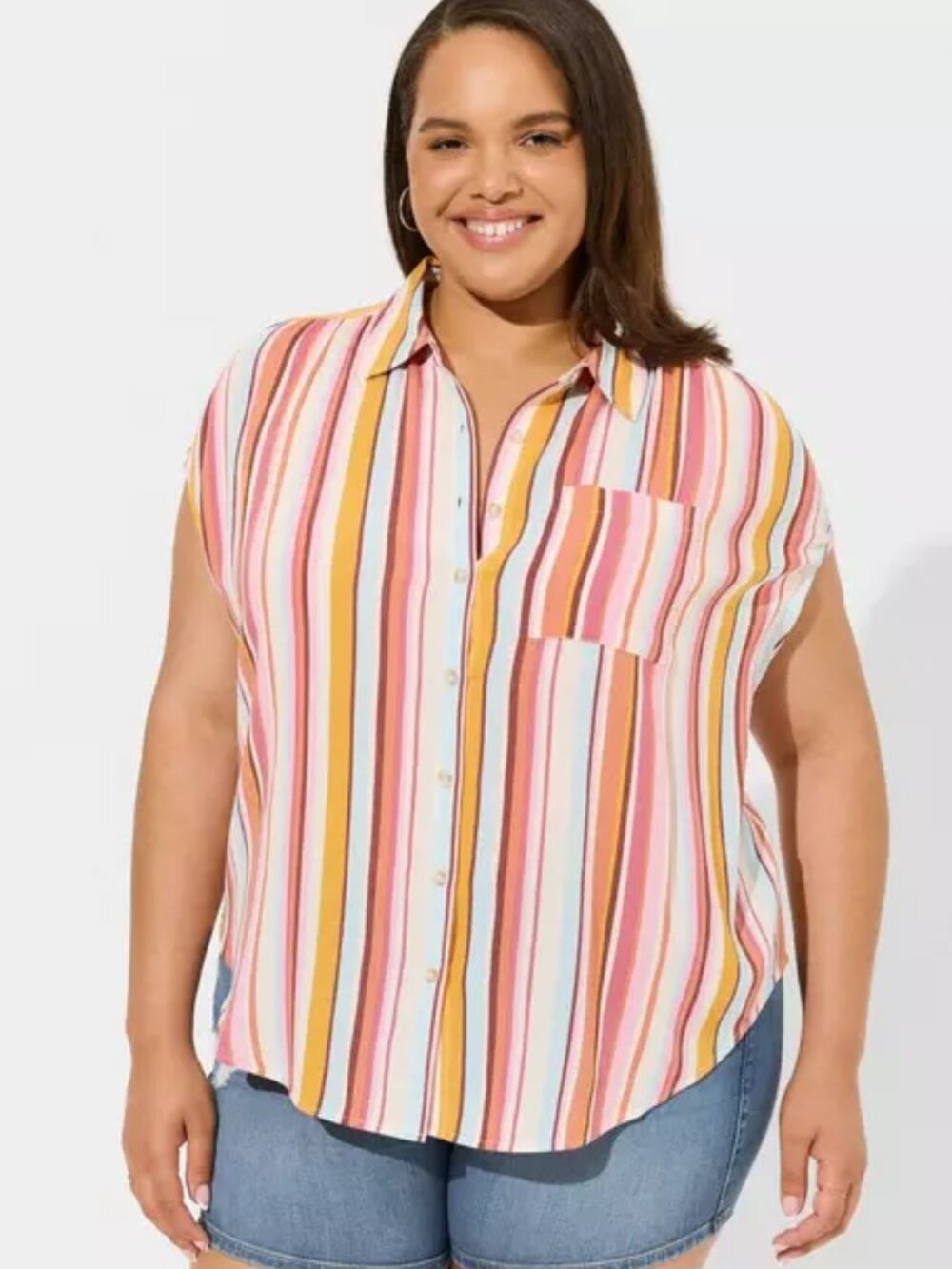 Torrid Crinkle Gauze Dolman Button Up Shirt Size 2X - Picture 1 of 7